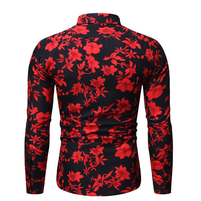 Mens Black Red Floral Print Shirts 2021 ...